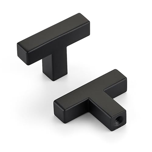 10 Pack Matte Black Cabinet Knobs 2 Inch Black Square Drawer Knobs - color: Black&square