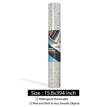 Livelynine 15.8"x394" White Granite Countertop Peel and Stick Wallpaper Terrazzo Contact Paper for Countertops Waterproof Granite Table Top Sticker Cover Kitchen Counter Top Covers Removable Sticky - size: 15.8" x 394"