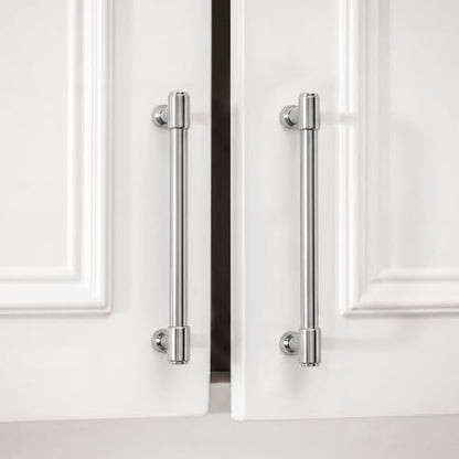 Goldenwarm 10 Pack 5 Inch Polished Chrome Cabinet Pulls Modern Kitchen & Bathroom Hardware Heavy Duty Zinc Alloy Drawer Handles with Complete Screw Kit Consistent Finish for Whole-Home Renovations - color: Polished Chrome, size: 5 Inches Hole Center