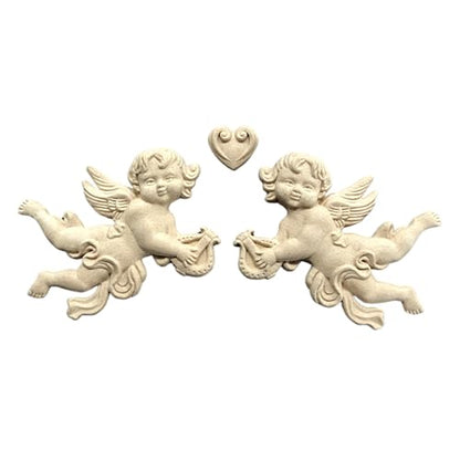 WoodUbend WUB1186 Little Angels Set of 3 Appliques – Heat Bendable & Flexible Wood Moldings - DIY Craft & Home Decor - Easy to Apply & Paint – Versatile & Reusable Decals - Industrial Design - size: WUB1186