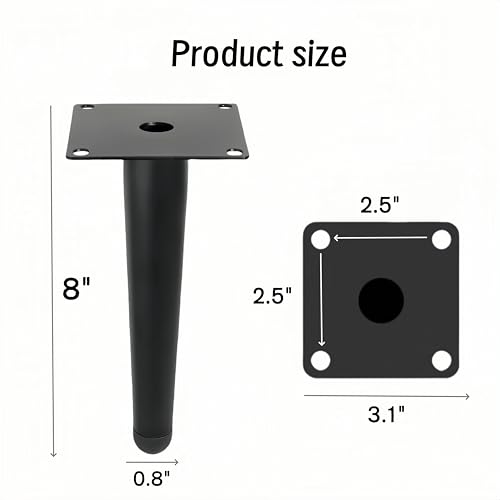 8 Inch Black Furniture Couch Cabinet Dresser Legs Set of 4 - color: Black, size: 8"-Set of 4