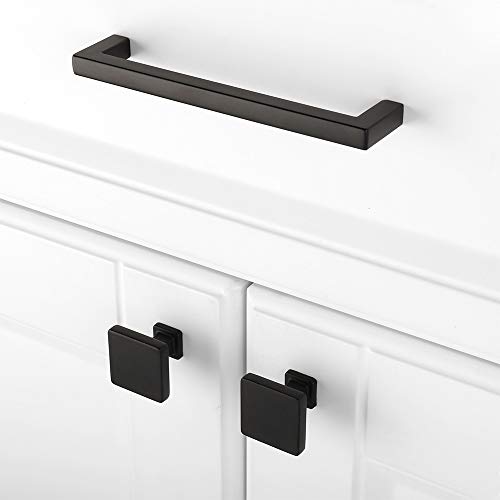 KOOFIZO 20 Pack Matte Black Cabinet Knobs, Square Single Hole Pulls K08 - color: Black, size: Knob 1 - 20Pcs