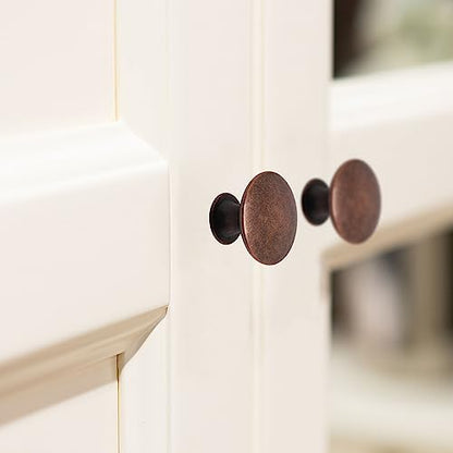 16 Pcs Red Bronze Cabinet Knobs, Round Dresser Knob Kitchen Drawer Knobs, Single Hole Cupboard Door Knob Dresser Drawer Pulls Handles - color: Red Bronze, size: 16 Pack