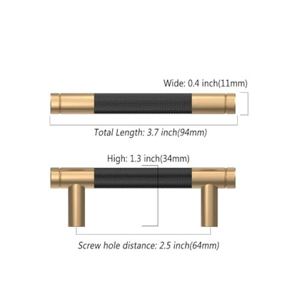 Asidrama 10 Pack 2.5 Inch(64mm) Matte Black and Champagne Bronze Cabinet Pulls Knurled Cabinet Handles Cupboard Handles Kitchen Cabinet Hardware for Cupboard Drawer Pulls - color: Black-Champagne Bronze, size: 2.5" Hole Center, style: 10 Pack