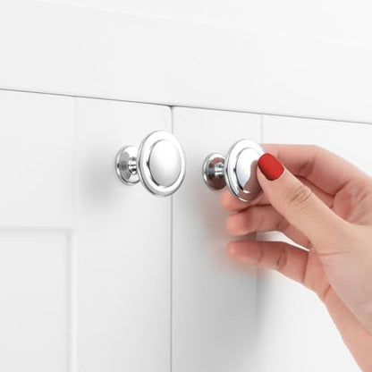 Polished Chrome Cabinet Knobs Round Kitchen Pulls 10 Pack 8222 - color: Polished Chrome, size: 1-1/4 Inches, style: 10 Pack Round Knob