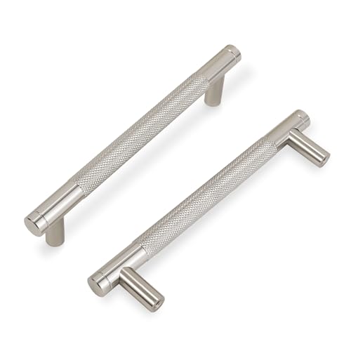 COTYKILEY 10 Pack 3.75 Inch(96mm) Brushed Satin Nickel Cabinet Handles Sliver Knurled Kitchen Cabinet Pulls Cabinet Door Handles Kitchen Cabinet Hardware Cupboard Drawer Pulls Dresser Handles - color: Brushed Satin Nickel, size: 3.75" Hole Center（96MM）