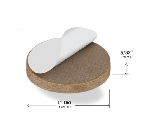 Slipstick GorillaFelt Premium Felt Furniture Pads/Chair Floor Protectors (1 Inch Round) Includes 48 Heavy-Duty Felt Pads with Self Stick Adhesive, Beige - size: 48 PCS 1" Beige