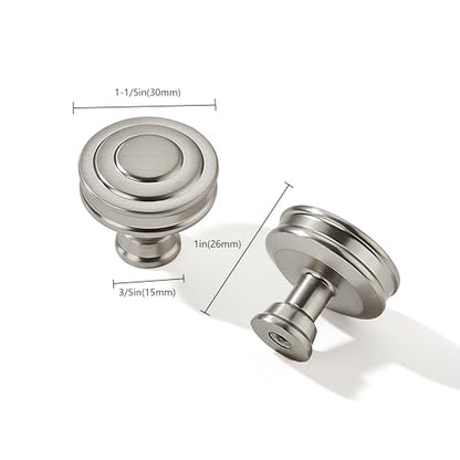khtumeware 10 Pack 1-1/4 Inch(32mm) Brushed Satin Nickel Round Cabinet Knobs Heavy Duty Soild Cabinet Knobs Kitchen Cabinet Hardware for Cupboard Drawer Handles - color: Brushed Nickel, size: 1-1/4"(32mm)Diameter