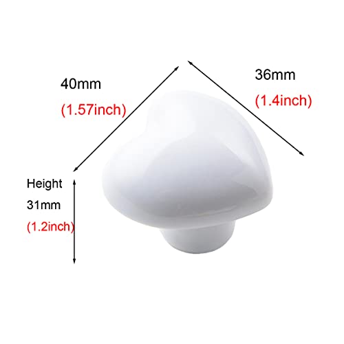 HUAMULAN Ceramic Knobs Heart Shape Cabinet Dresser Pulls Door Handle 15 PCS - color: LS154-White-15PCS