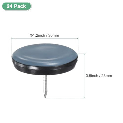 M METERXITY 24-Pack Nail on Furniture Sliders, 1.2" (30mm) PTFE Chair Sliders Glides Round Pads for Chair/Table, Furniture Movers Leg Floor Protectors [Grey] - size: 1.2" (30mm)