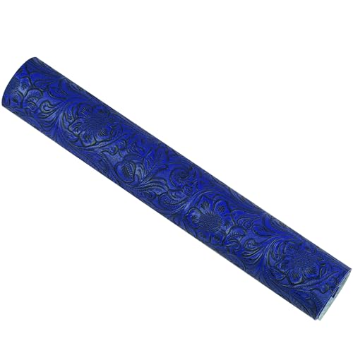 Solid Color Embossed Faux Leather Sheets 12 "x53 (30cm x 135cm) Embossed Texture Leather Fabric, Widely Used in Leather Earrings, Keychains, Sewing DIY Projects ﻿ (Royal Blue) - color: Royal Blue