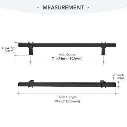 HOME EDIT 25 Pack 7-1/2 inch Black Cabinet Handles, Kitchen Cabinet Handles Matte Black Drawer Pulls Zinc Alloy Square Bar Kitchen Pulls - color: Black, size: 7-1/2 Inch Hole Center