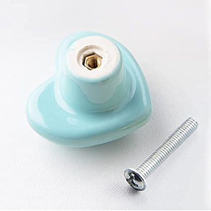 HUAMULAN Ceramic Knobs Heart Shape Cabinet Dresser Pulls Door Handle 15 PCS - color: LS154-Green-15PCS