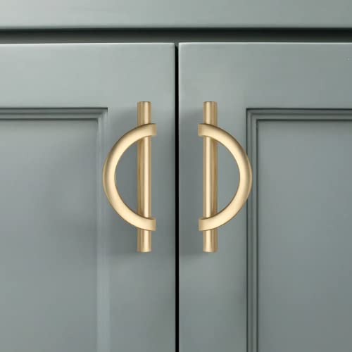 Amerdeco 10 Pack Brushed Gold Cabinet Pulls 3.75 Inch(96MM) Hole Centers Kitchen Cabinet Handles Hardware Kitchen Handles for Cabinets Cupboard Handles Drawer Pulls - color: Brushed Gold, size: 3.75"/96MM Hole Center, style: 10 Pack