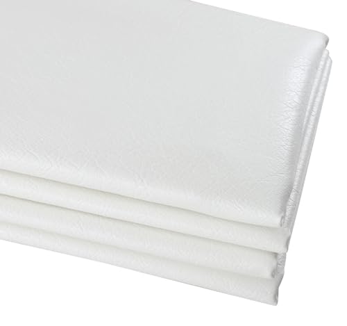 Marine Vinyl Fabric Faux Leather: Soft Vinyl Upholstery Leather 54" x 36" - color: White