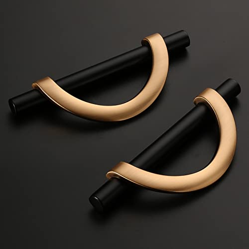 Amerdeco 10 Pack Black Brushed Gold Cabinet Pulls 3.75 Inch(96MM) Hole Centers Kitchen Cabinet Handles Hardware Kitchen Handles for Cabinets Cupboard Handles Drawer Pulls… - color: Champagne Black Gold, size: 3.75"/96MM Hole Center, style: 10 Pack