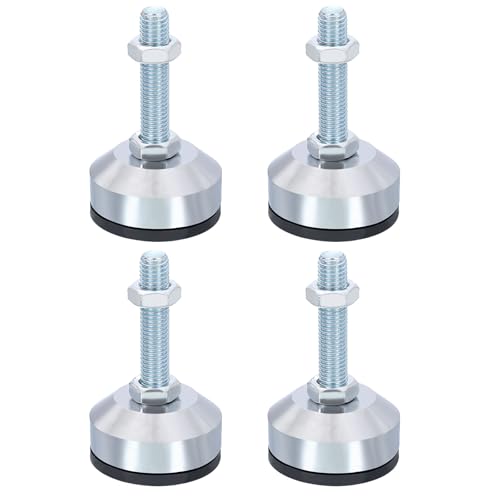 PATIKIL Furniture Leveling Feet 2.4" Dia Base M12 Thread, 4 Pcs Carbon Steel Adjustable Threaded Furniture Levelers Screw on Leg Leveler with Pads for Desk Chair, Black - color: Black, size: D60*M12*L60