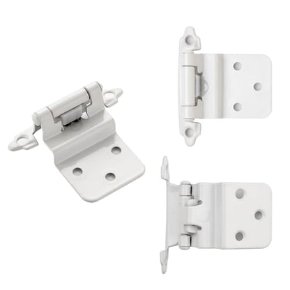White Cabinet Hinges, 3/8 Inch Inset, 4 Pack(2Pairs) - color: White