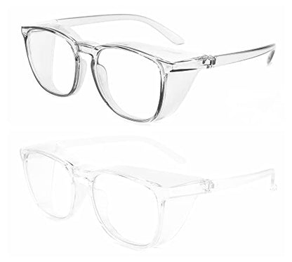 Alsenor Safety Glasses Anti Fog Goggles Protective Eyewear Blue Light Blocking Anti Dust UV Protection Glasses For Men Women (2 Pack(grey+transparent)) - color: 2 Pack (Grey + Clear)