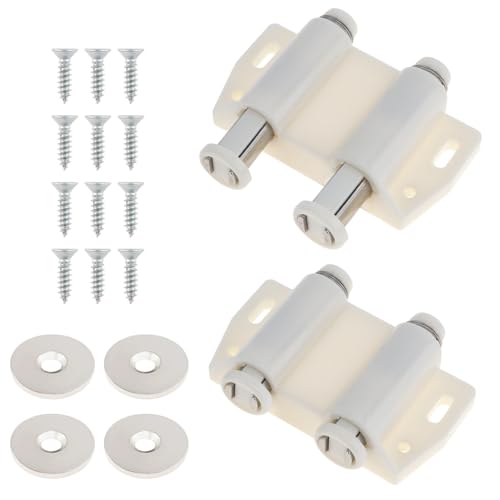 Magnetic Push Latch,Double Push to Open Cabinet Door Touch Latches,2 Pack - color: White
