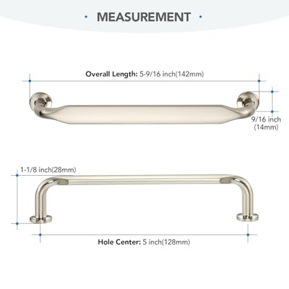 HOME EDIT Brushed Nickel Solid Cabinet Handles & Pulls 5 Inch 10 Pack - color: Brushed Nickel, size: 5 inches Hole Center