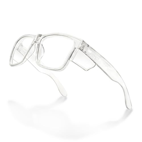 Safety Glasses ANSI Z87.1 - Anti-Fog Impact Resistant Protective Eyewear for Men & Women - Removable Side Shields - color: Transparent / Clear Lenses