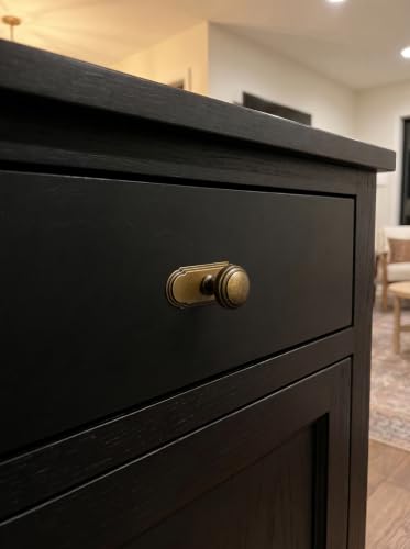 6Pack Champagne Bronze Cabinet Knobs with Backplate Drawer knobs - color: Antique Brass, style: Orbit Rim