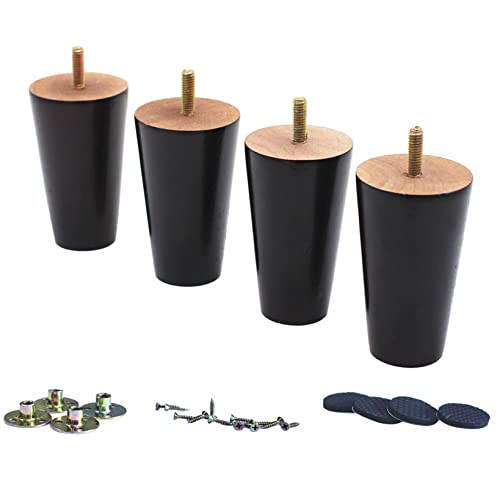 WEICHUAN 4 Inch Wood Replacement Furniture Sofa Couch Legs Set of 4 - size: 4"