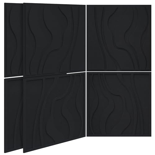 BUBOS 6-Pack Art Acoustic Panels, Self-Adhesive Sound Panels, 23.6"x23.6" - color: Black, size: 6 Pack