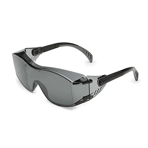 Gateway Safety 6983 Cover2 Safety Glasses Protective Eye Wear - Over-The-Glass (OTG), Gray Lens, Black Temple, 3 Pair - color: Smoke, size: 3 Pair