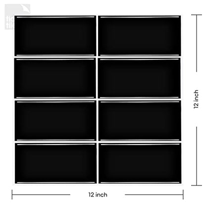 Tic Tac Tiles Peel & Stick Subway Tile, Black w/White Grout, 10 Sheets - color: Straight Black