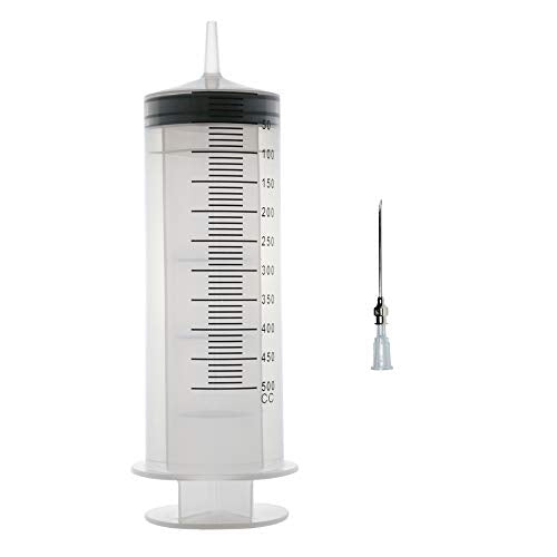 500ml syringe, 500cc syringe, Kitchen syringe glue syringe plastic syringe, large volume syringe with needle, dispensing syringes (500ml) - size: 500ml