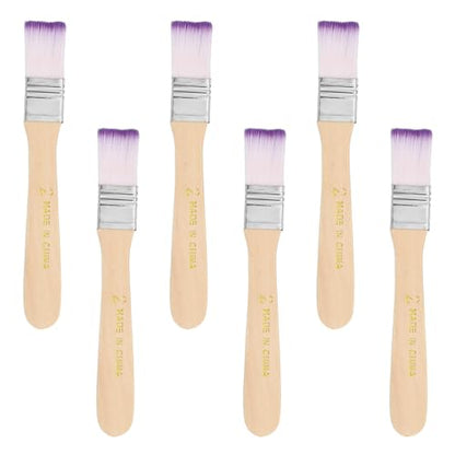 PATIKIL 6Pcs Wooden Paint Brush Set, 5.4" Nylon Bristle Flat Brushes #2 - color: Purple/White, size: #2