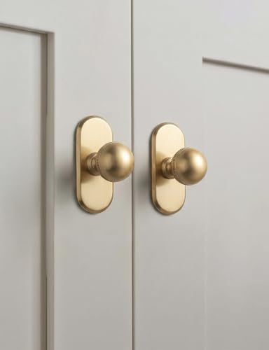 Goo-Ki Champagne Bronze Cabinet Knobs with Oblong Backplate, 6 Pack - color: Champagne Bronze, style: Oblong Plate