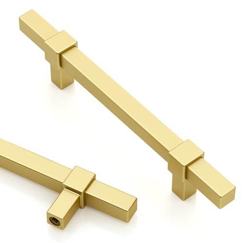 Asidrama 10 Pack 3.75 inch Brushed Gold Kitchen Cabinet Handles - color: Brushed Gold, size: 3.75" Hole Center(96mm)