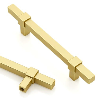 Asidrama 10 Pack 3.75 inch Brushed Gold Kitchen Cabinet Handles - color: Brushed Gold, size: 3.75" Hole Center(96mm)