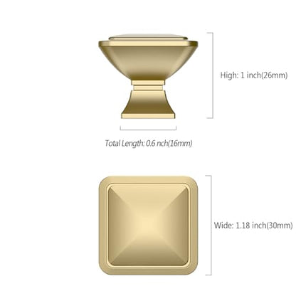 9BUILD 10 Pack Brushed Gold Cabinet Knobs,Solid Square Drawer Pulls - color: Brushed Gold, size: 1.2"/30MM