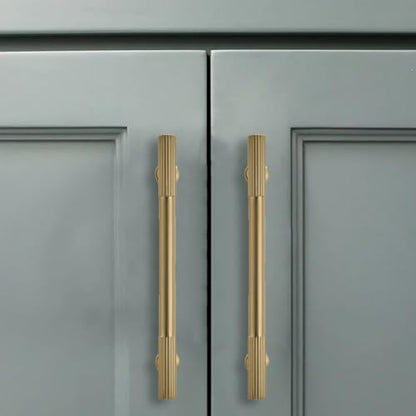 2 Pack 4 inch(102mm) Hole Center Brushed Brass Cabinet pulls Kitchen Handles Solid Heavy Duty Brushed GoldCabinet Pull Kitchen Hardware - color: Brushed Brass, size: 4 inch(102mm)Hole Center