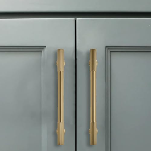 2 Pack 3 inch(76mm) Hole Center Brushed Brass Cabinet pulls Kitchen Handles Solid Heavy Duty Brushed GoldCabinet Pull Kitchen Hardware - color: Brushed Brass, size: 3 inch(76mm)hole center
