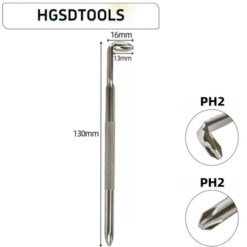3PC 90 Degree L-Type Double End Screwdriver(PH1-PH1), (PH2-PH2), (SL6-SL6)