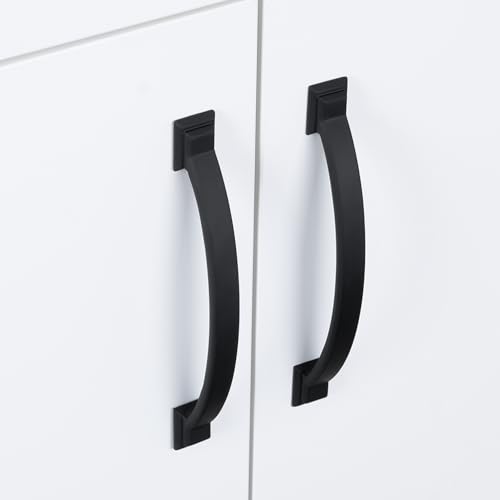 10 Pack 5 Inch Cabinet Pulls Matte Black Kitchen Cabinet Handles Zinc Alloy Drawer Pulls Solid Cabinet Hardware - color: Matte Black, size: 5'' Hole Center(128mm)