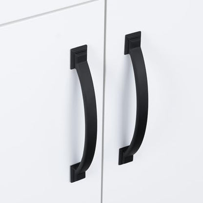 10 Pack 5 Inch Cabinet Pulls Matte Black Kitchen Cabinet Handles Zinc Alloy Drawer Pulls Solid Cabinet Hardware - color: Matte Black, size: 5'' Hole Center(128mm)