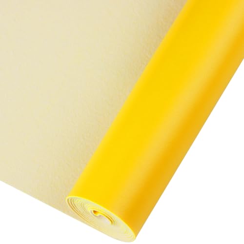 Smooth Solid Color Faux Leather Sheets Roll 12"X53" (30cmX135cm),Very Suitable for Making Crafts, Leather Earrings, Bows,Sewing (Yellow) - color: Yellow