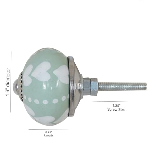 Ceramic Cabinet Knobs Set of 12, Green White Drawer Pulls - color: Green &White