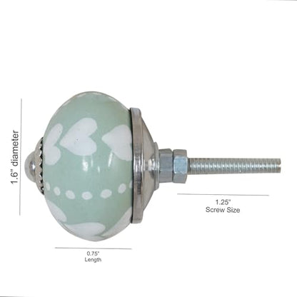 Ceramic Cabinet Knobs Set of 12, Green White Drawer Pulls - color: Green &White