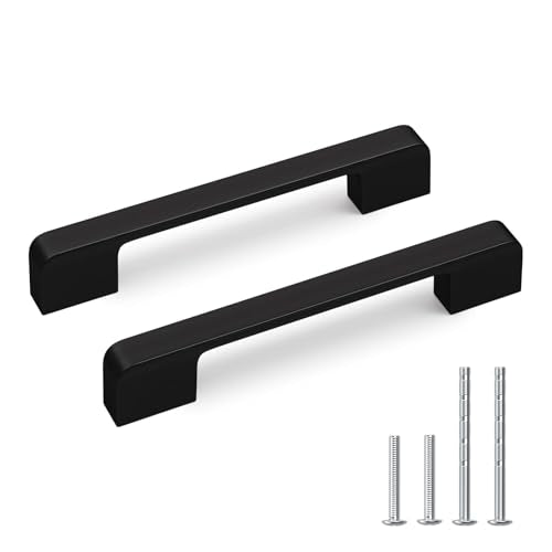 Black Cabinet Handles 5 Inch Matte Black Cabinet Pulls 10 Pack - color: Black, size: 5 Inch (128 mm) Hole Centers