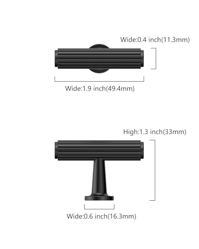 Matte Black Cabinet Knobs Drawer Pulls 10 Pack - color: Matte Black, size: T-Knob