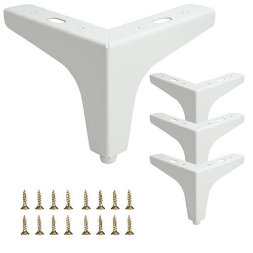 4 inch White Metal Furniture Legs,Set of 4,2mm Thick - color: White, size: 4 inch (2 thick)