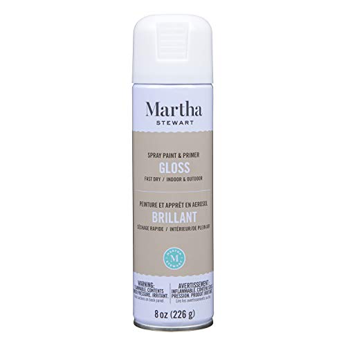 MARTHA STEWART Paint & Primer 8oz Spray Paint, Gloss Wedding Cake 8 Fl Oz (42914) - color: Gloss Wedding Cake