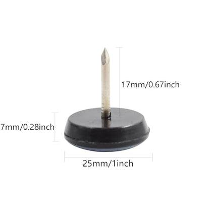 24pcs 1" Nail on Furniture Glides Sliders for Wooden Furniture, Furniture Sliders Pads Teflon Furniture Glides Chair Leg Pads Floor Protectors PTFE Moving Furniture Glides - size: 1"-24pcs